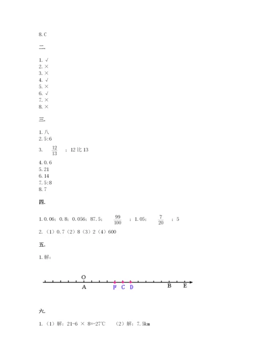 小学六年级下册数学摸底考试题含答案【b卷】.docx