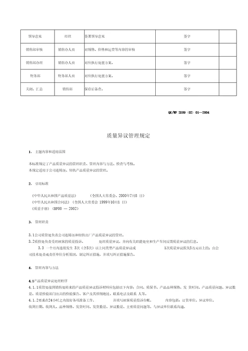 质量异议处理暂行办法