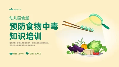 黄绿色简约卡通预防食物中毒知识培训PPT模板食品安全