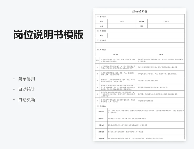 岗位说明书模版