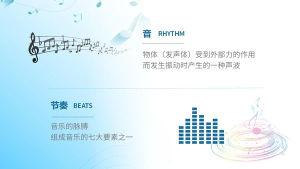 简约浅蓝色音乐课堂的节奏训练音乐PPT课件