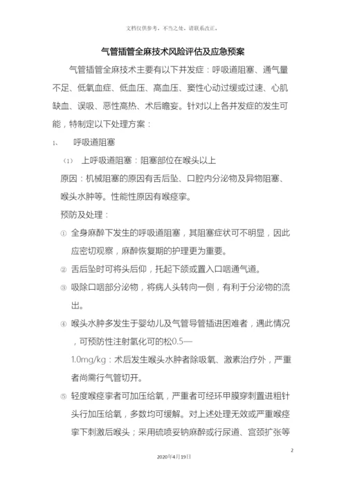 气管插管全麻技术风险评估及应急预案.docx