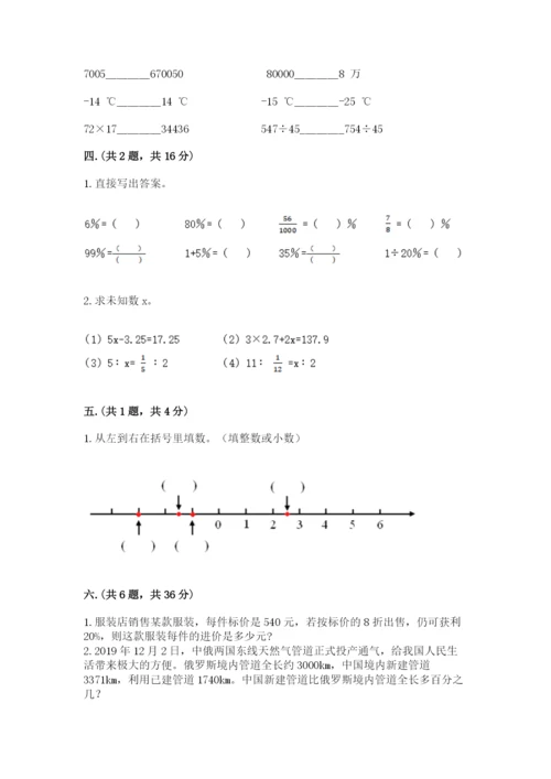 小学六年级数学摸底考试题及完整答案【易错题】.docx