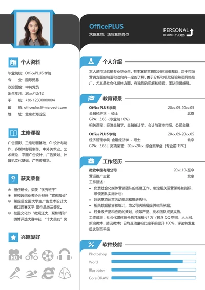 贸易个人简历模板