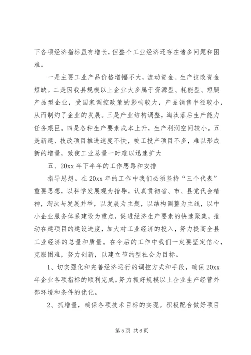 经济局上半年工作总结和下半年工作安排.docx