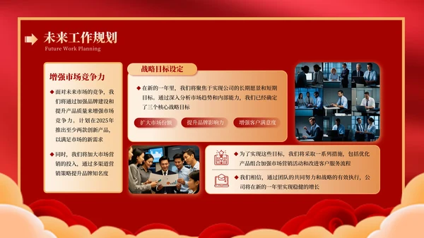 蛇年红色喜庆企业年终工作总结汇报PPT模板