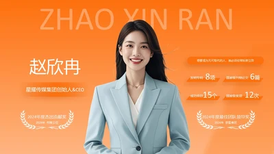 橙色系商务风人物介绍个人介绍页
