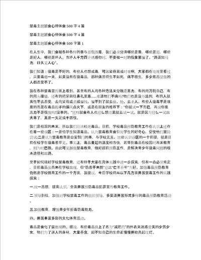 禁毒主题班会心得体会500字4篇