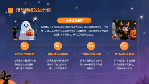 黄紫色卡通风万圣节营销方案PPT