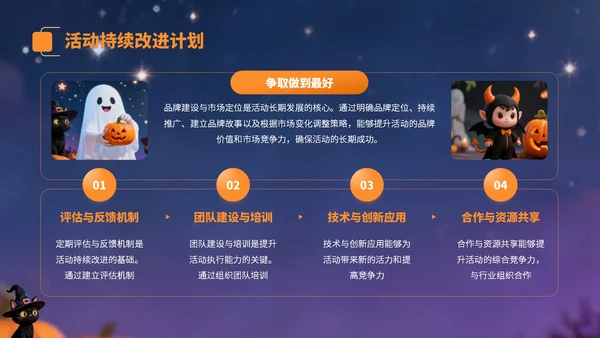 黄紫色卡通风万圣节营销方案PPT