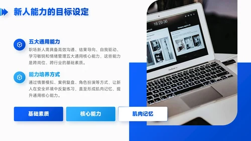 蓝色简约风职场新人入职培训PPT模板