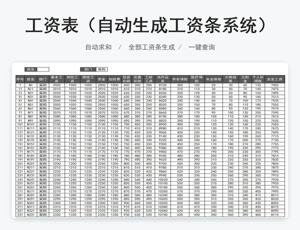 工资表（自动生成工资条系统）
