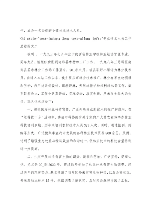 初级职称申报个人工作总结专业技术人员工作总结