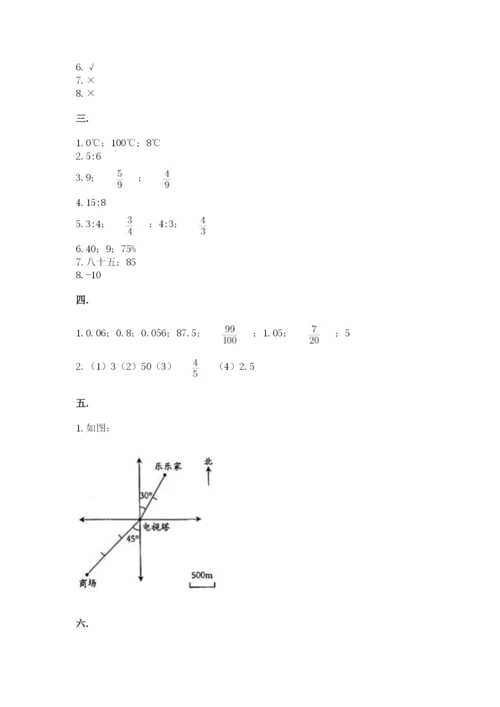 人教版数学六年级下册试题期末模拟检测卷（考试直接用）.docx