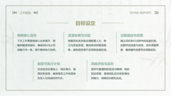 青黛此间中国风莫兰迪绿月度工作报告