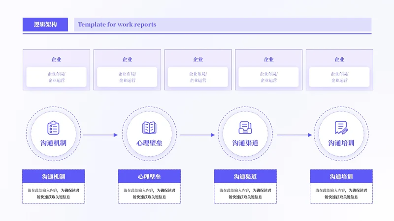 紫色商务风多项架构PPT单页