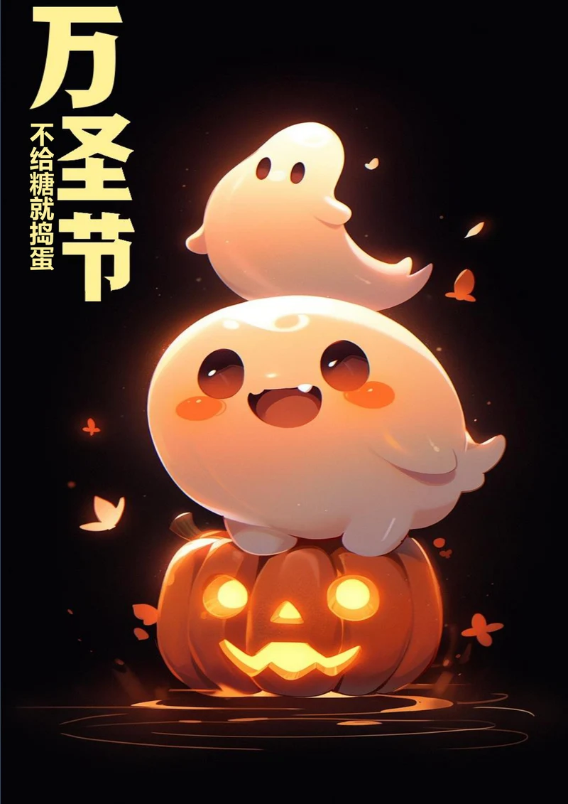 可爱卡通万圣节小鬼头万圣节海报