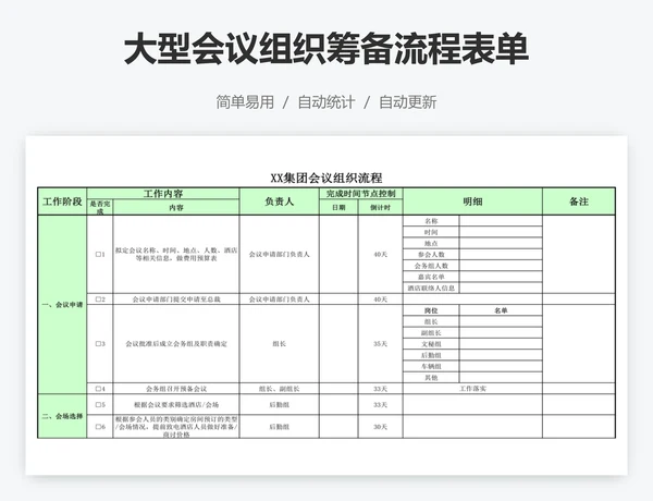 大型会议组织筹备流程表单