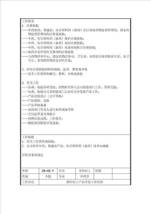 注册岗位专项说明书