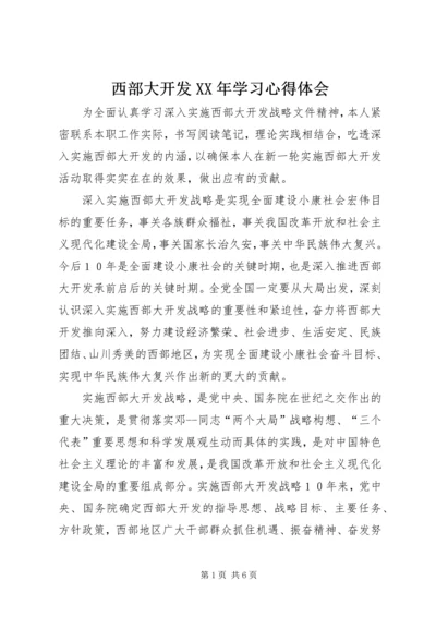 西部大开发XX年学习心得体会.docx