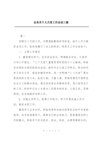 业务员个人月度工作总结三篇.docx