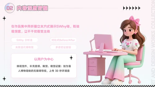粉色潮流风艺术设计作品集PPT模板