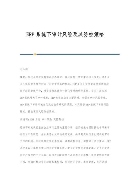 ERP系统下审计风险及其防控策略.docx