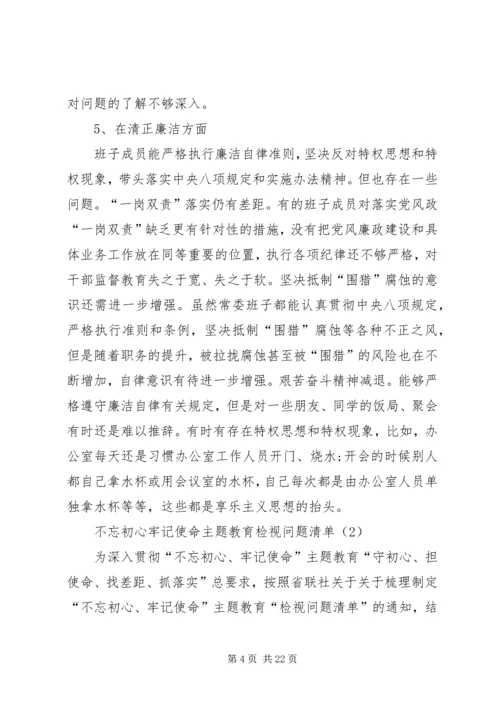 领导班子“不忘初心、牢记使命”主题教育检视问题工作方案 (5).docx