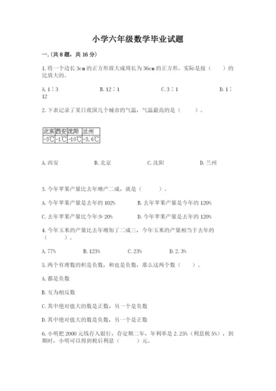 小学六年级数学毕业试题附参考答案【黄金题型】.docx
