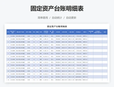 固定资产台账明细表