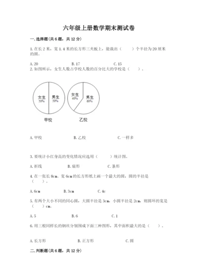 六年级上册数学期末测试卷附参考答案（考试直接用）.docx