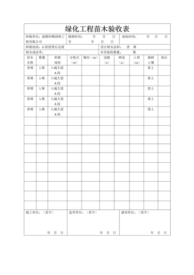 绿化工程苗木验收表(白).docx