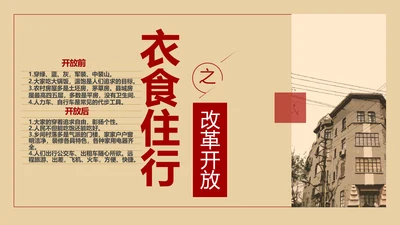改革开放衣食住行PPT模板