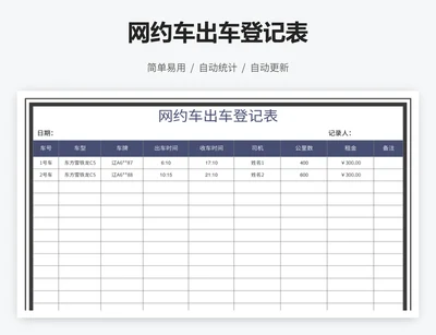 网约车出车登记表