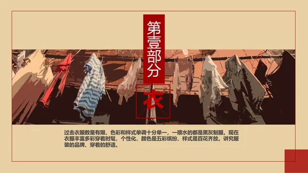 改革开放衣食住行PPT模板
