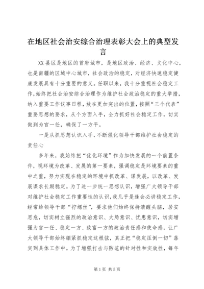 在地区社会治安综合治理表彰大会上的典型发言.docx