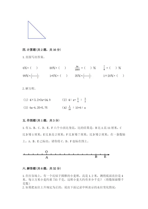 西师大版六年级下册数学期末测试卷含答案（能力提升）.docx