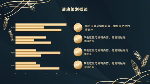 深蓝金奢华金叶子PPT模板