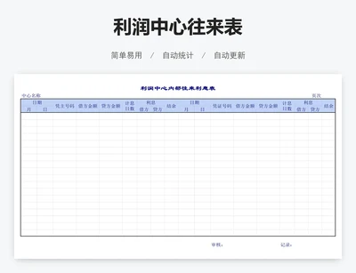 利润中心往来表