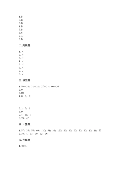 人教版二年级上册数学期中考试试卷（精华版）.docx