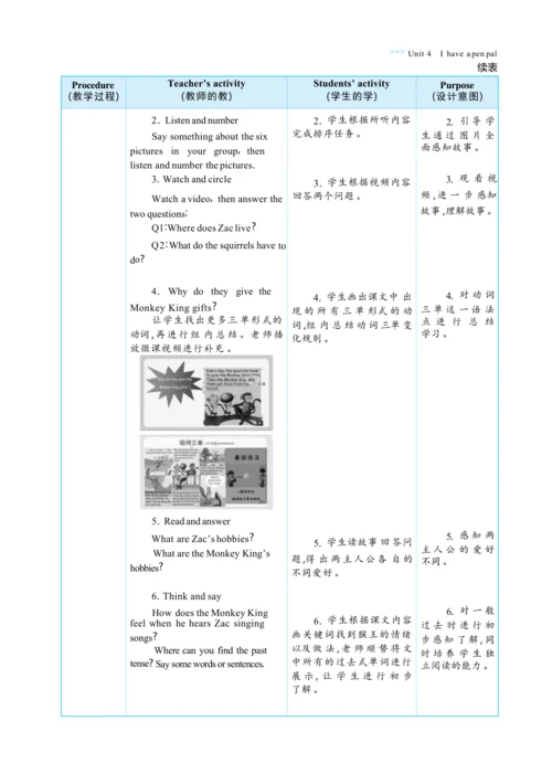 Unit 4 I have a pen pal Part C   Story time大单元整体教学