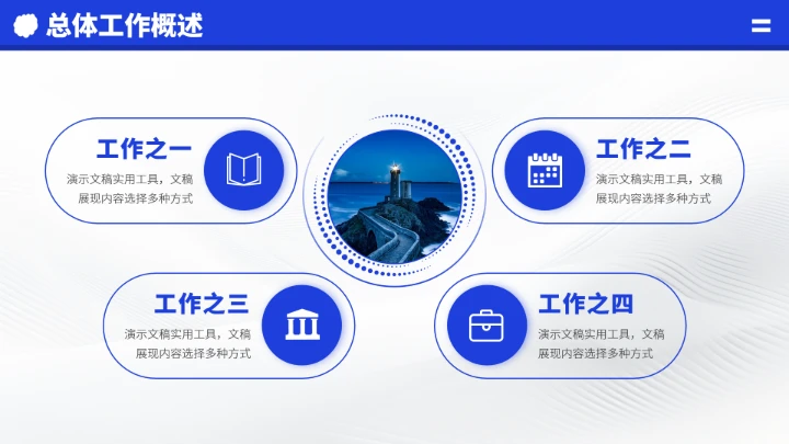 蓝色高端工作汇报述职年终总结PPT模板