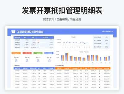 发票开票抵扣管理明细表