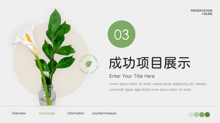 绿色植物风小清新季度工作计划PPT模板