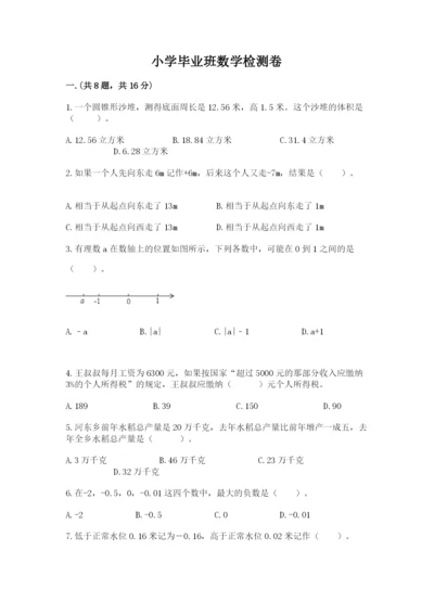 小学毕业班数学检测卷学生专用.docx