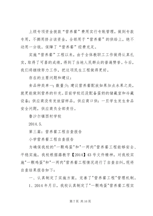 第一篇：关于“营养餐”工程的自查报告.docx