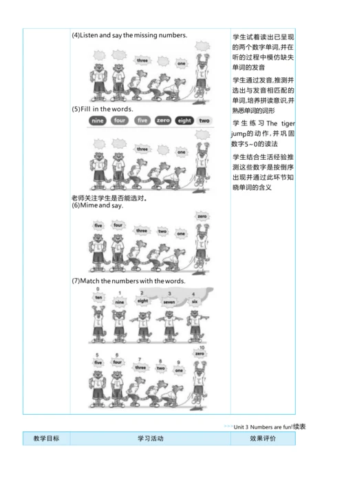 Unit 3  Numbers are fun单元整体教学设计5课时