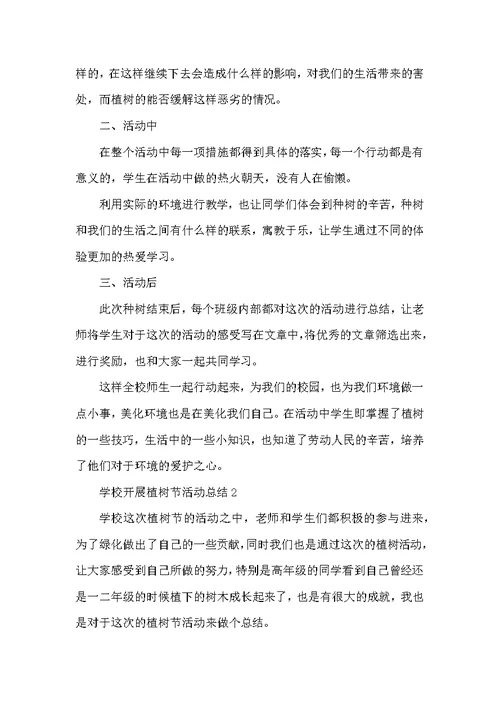 2021学校开展植树节活动总结