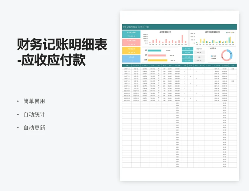 财务记账明细表-应收应付款