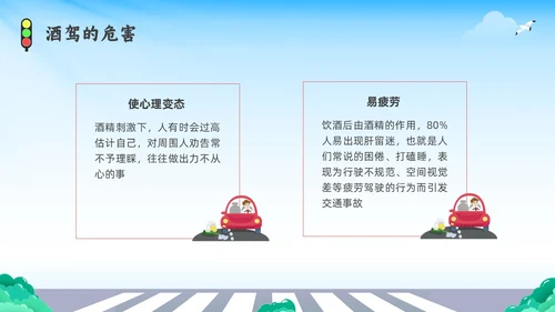 彩色水彩简约插画拒绝酒驾安全宣传教育PPT